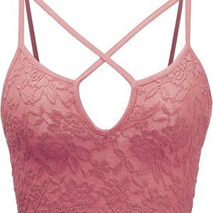 ISO Lock and Love WIL1762 Womens Pink Floral Lace Cami Bralette